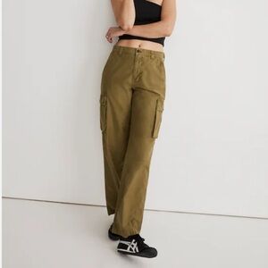 Madewell Garment-Dyed Low-Slung Straight Cargo Pants Olive Size 27 guc